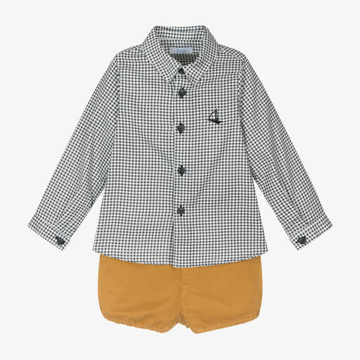 Foque-Boys Black & Yellow Cotton Shorts Set | Childrensalon