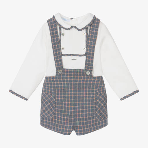 Foque-Boys Blue & White Cotton Shorts Set | Childrensalon