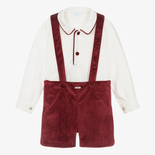 Foque-Кремовая рубашка и красные бархатные шорты | Childrensalon