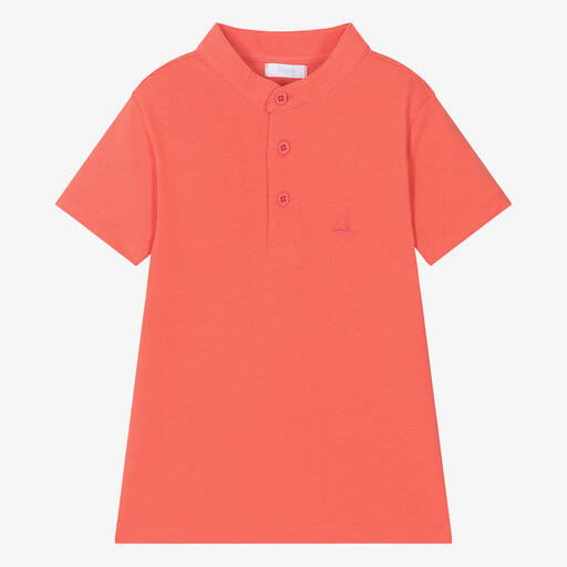 Foque-Boys Orange Cotton Polo Shirt | Childrensalon