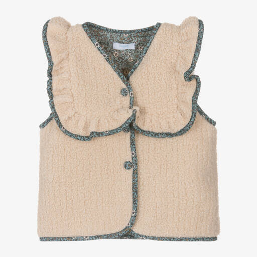 Foque-Girls Beige Sherpa Gilet | Childrensalon