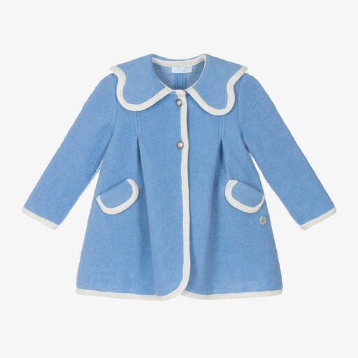 Foque-Girls Blue Wool Coat | Childrensalon