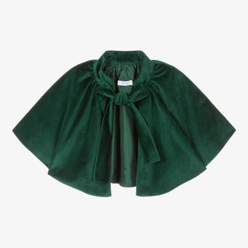 Foque-Girls Green Velour Cape | Childrensalon