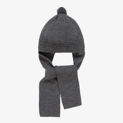 Foque-Grey Knitted Pom-Pom Hat  | Childrensalon