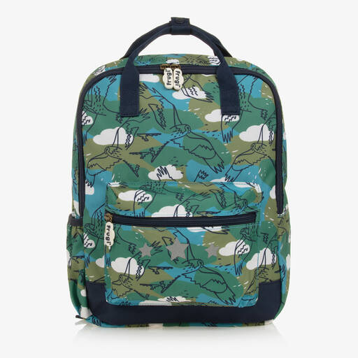 Frugi-حقيبة ظهر كانفاس لون أخضر وأزرق (34 سم) | Childrensalon