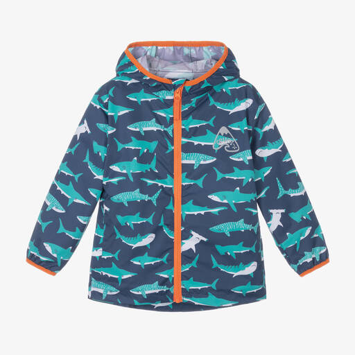 Frugi-Boys Blue Shark Rain Jacket | Childrensalon