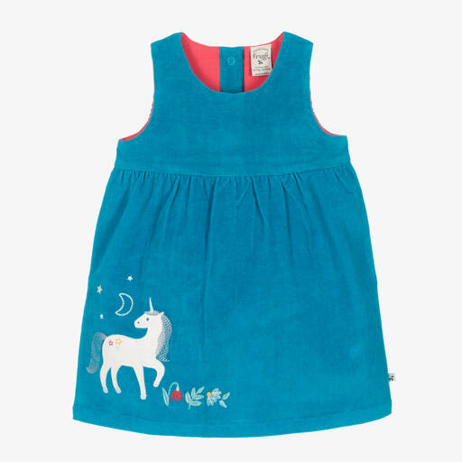 Frugi-Blaues Cordkleid mit Einhorn | Childrensalon