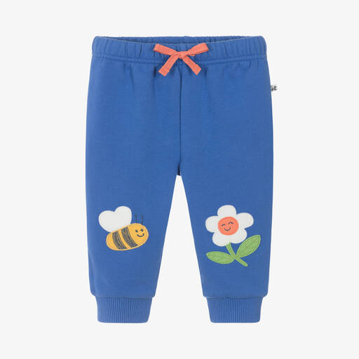 Frugi-Girls Blue Cotton Flower-Patch Joggers | Childrensalon