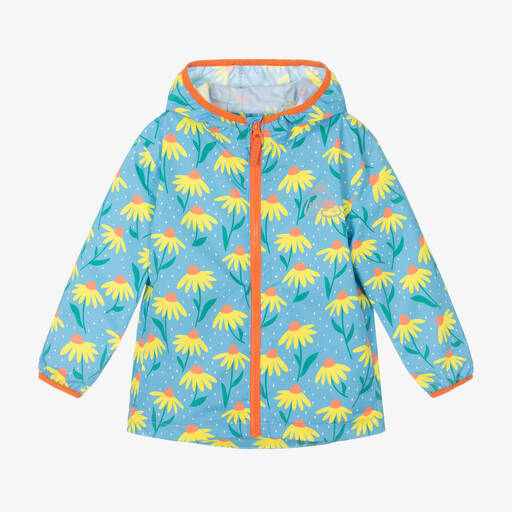Frugi-Girls Blue Flower Rain Jacket | Childrensalon