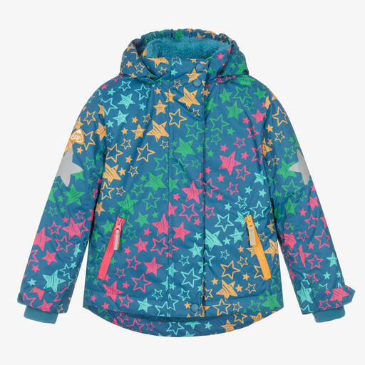 Frugi-Girls Blue Stars Waterproof Ski Jacket | Childrensalon