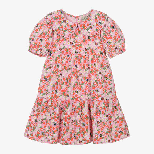 Frugi-Girls Pink Floral Cotton Dress | Childrensalon