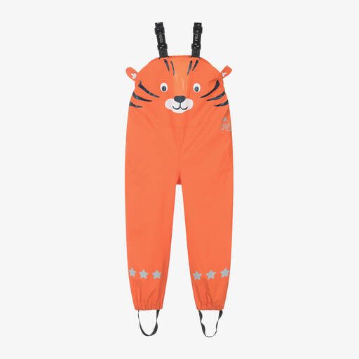 Frugi-Orange Tiger Dungaree Rain Trousers | Childrensalon