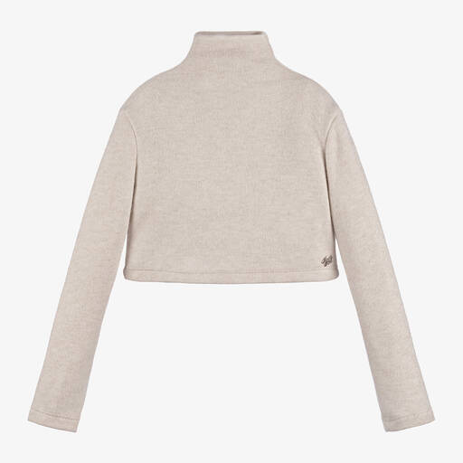 Fun & Fun-Girls Beige Knit Cropped Jumper | Childrensalon