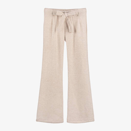 Fun & Fun-Girls Beige Knit Wide Leg Trousers | Childrensalon