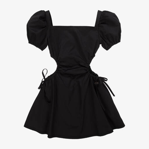 Fun & Fun-Girls Black Cotton Cut-Out Dress | Childrensalon