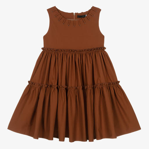 Fun & Fun-Girls Brown Sleeveless Tiered Dress | Childrensalon