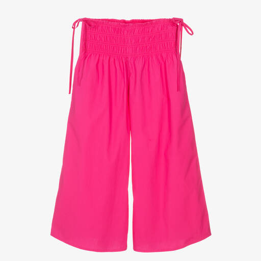 Fun & Fun-Girls Fuchsia Pink Cotton Trousers | Childrensalon