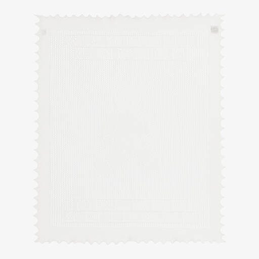 G.H.Hurt & Son-White Wool & Cotton Baby Shawl (88cm) | Childrensalon