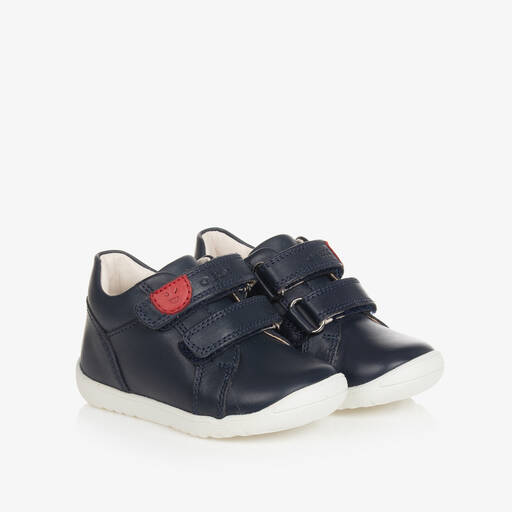 Geox-Baby Boys Navy Blue Leather Trainers | Childrensalon