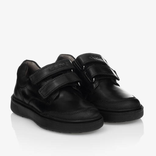 Geox-Boys Black Leather Velcro Shoes | Childrensalon