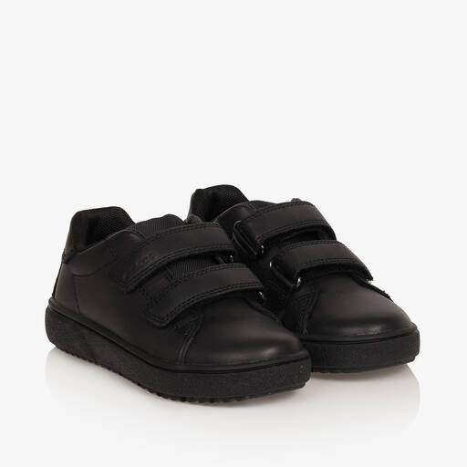 Geox-حذاء رياضي بشريط لاصق جلد لون أسود للأولاد | Childrensalon