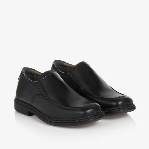 Geox-Chaussures noires habillées en cuir | Childrensalon