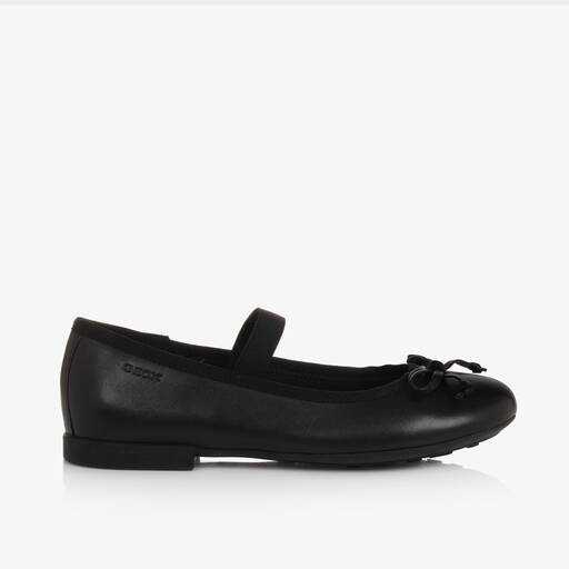 Geox-حذاء بمب باليه جلد لون أسود للبنات | Childrensalon