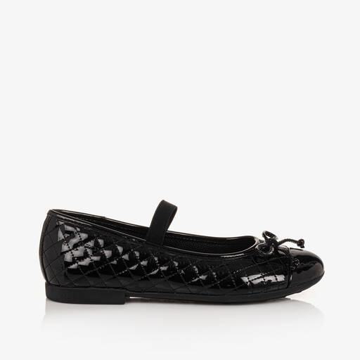 Geox-حذاء بمب باليه جلد لون أسود للبنات | Childrensalon
