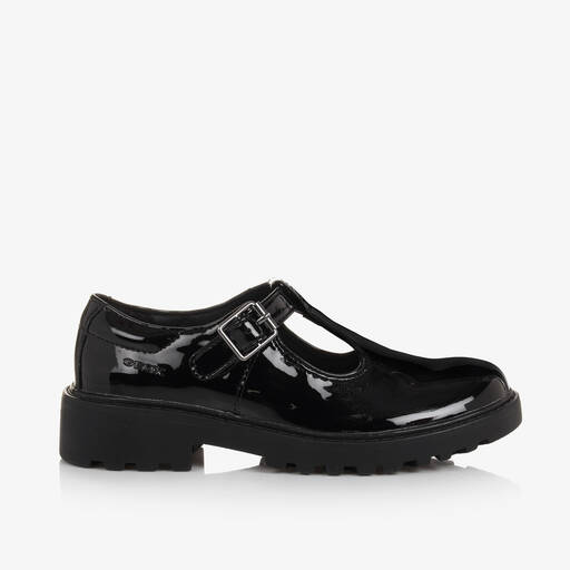 Geox-حذاء جلد صناعي لامع لون أسود للبنات | Childrensalon