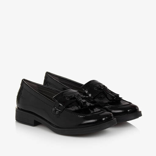 Geox-Girls Black Patent Leather Loafers | Childrensalon
