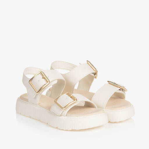 Geox-Girls Ivory Faux Leather Sandals | Childrensalon