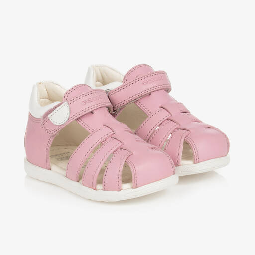 Geox-Girls Pink Leather Sandals | Childrensalon