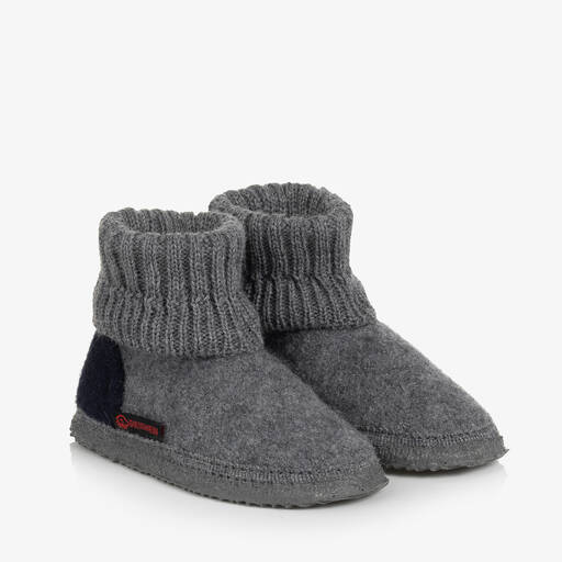 Giesswein-Grey Wool Boot Slippers | Childrensalon