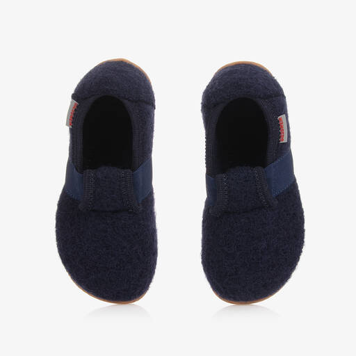 Giesswein-Navy Blue Wool Slippers | Childrensalon