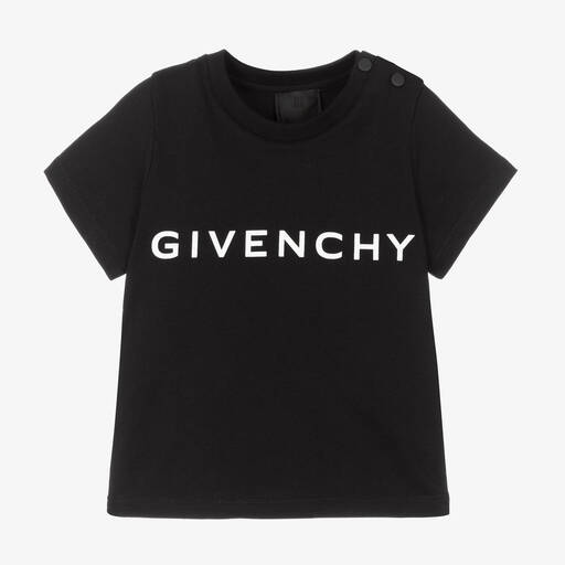 Givenchy-تيشيرت أطفال ولادي قطن لون أسود | Childrensalon