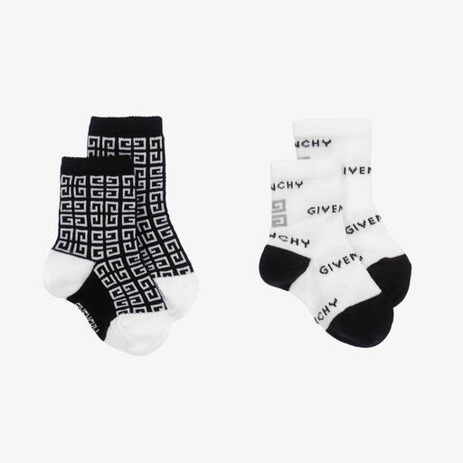 Givenchy-Baby Boys Black & White Socks (2 Pack) | Childrensalon
