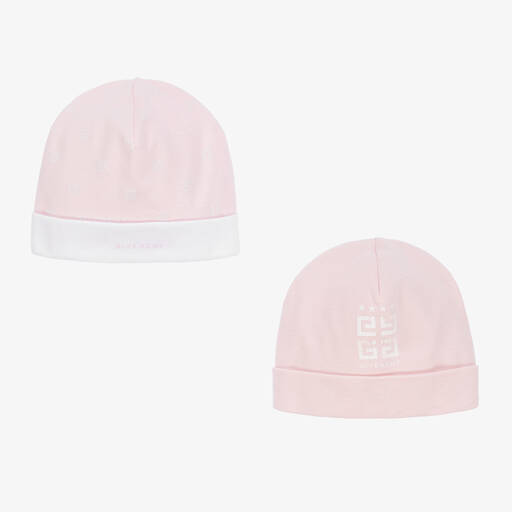 Givenchy-Baby Girls Pink Cotton Hats (2 Pack) | Childrensalon