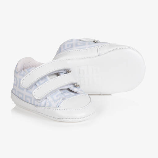 Givenchy-Blue 4G Canvas & Leather Baby Trainers | Childrensalon