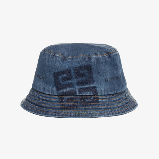 Givenchy-Blue 4G Denim Bucket Hat | Childrensalon