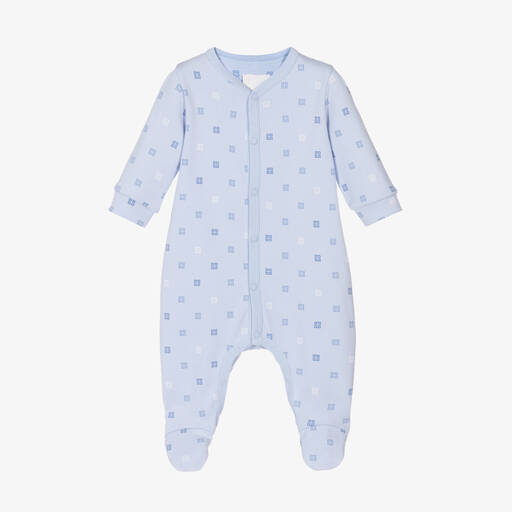 Givenchy-Blue Cotton 4G Logo Babygrow | Childrensalon