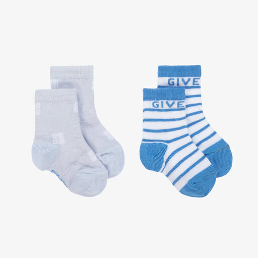 Givenchy-Blue Cotton Baby Socks (2 Pack) | Childrensalon