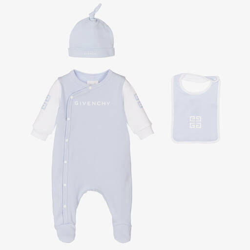 Givenchy-Blue Cotton Babysuit Gift Set | Childrensalon