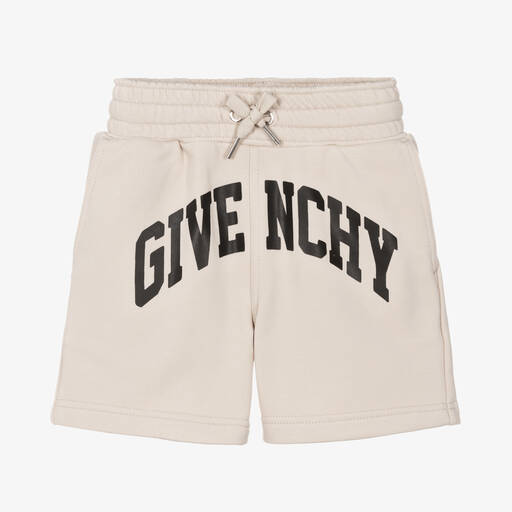 Givenchy-Boys Beige Cotton Varsity Shorts | Childrensalon