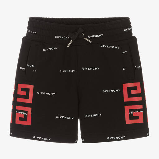 Givenchy-Boys Black 4G Cotton Shorts | Childrensalon