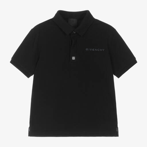 Givenchy- قميص بولو بشعار 4 جي قطن لون أسود للأولاد | Childrensalon