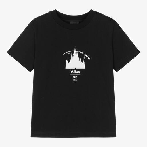 Givenchy-Boys Black Cotton Disney & 4G T-Shirt | Childrensalon