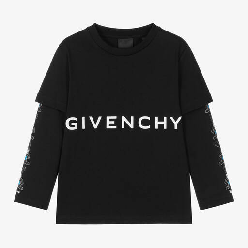 Givenchy-Boys Black Cotton Disney Graphic Top | Childrensalon