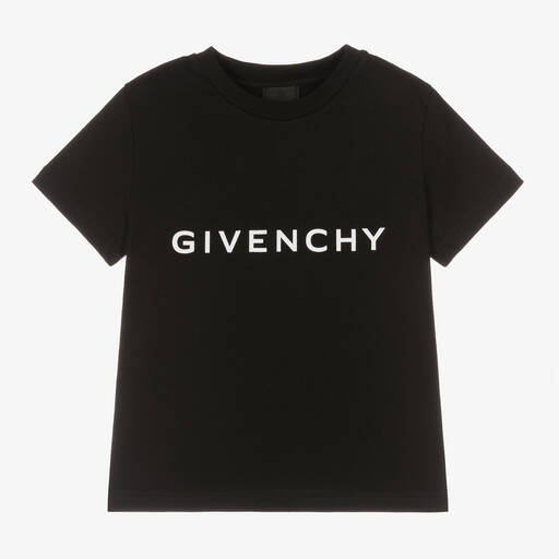 Givenchy-T-shirt noir en coton à motif garçon | Childrensalon