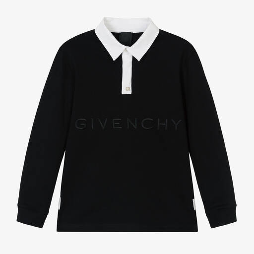 Givenchy-Boys Black Cotton Rugby Shirt | Childrensalon