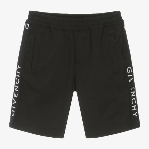 Givenchy-Boys Black Cotton Twill Shorts | Childrensalon